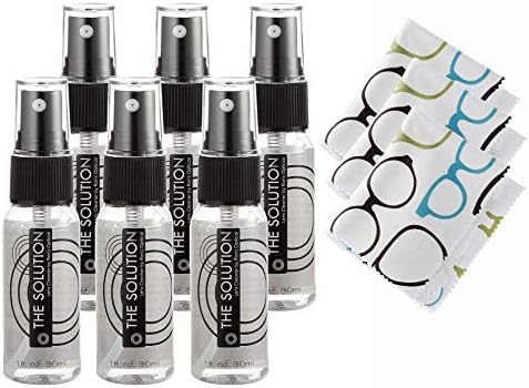 The Solution Lens Cleaner Spray | 6-1oz Alcohol Free Eyeglass Lens Cleaning Spray & 3 Microfiber Cleaning Cloth for Glasses, Lens, Screens by Ron%27s+Optical