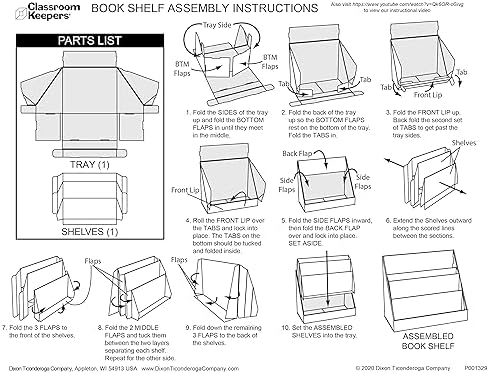 Classroom Keepers Sturdy Cardboard Book Shelf, 3-Tiered, Blue, 17" H x 20" W x 10" D, 1 Unit - Image 4