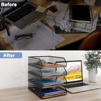 Natwind 4-Tier Stackable Metal Mesh Paper Organizer with Sliding Tray,Retro - Image 7