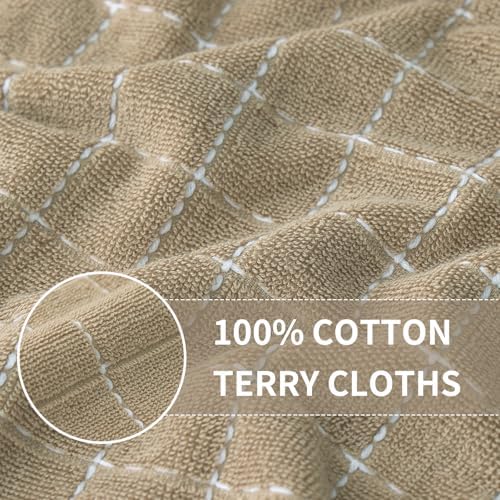 Homaxy Cotton Terry Kitchen Towels and Dishcloths Set of 16, Tan - Image 2
