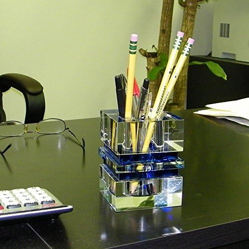 Amlong Crystal Desktop Collection Crystal Pen Holder, Blue - Image 2