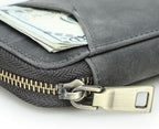 CONTACTS Full Grain Leather Pencil Case Handmade Vintage Zipper Pen Holder Pouch with Card Slot Pens Organizer Pockets Stationery Bag for Men and Women (Grey) - Image 7