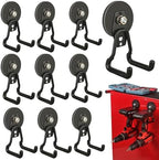 ULIBERMAGNET New Upgraded Large Magnetic Hooks,Strong Heavy Duty Magnet Hooks for Power Drill,Broom,Garden Tools, Pegboard, Garage, Workshop,Hardware, 10 Pack Magnet Storage Holder for Hanging(Black) by ULIBERMAGNET