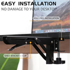 Desk Extender 24‘’ x 12 Inch Foldable Table Extension Folding Wall Table Keyboard Extender for Desk Clamp-on Shelf for Dorm Bunk, Office, Kitchen Bar, RV Countertop, Laundry Room (Black) - Image 3