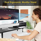 Across-Star Dual-Monitor-Stand-Riser-For-Desk Adjustable Length 32-40 Inch，Large Desktop Computer Monitor Riser For 2 Screens，Desk Shelf Organizer Riser Stand For Computer/Laptop/PC/Printer/TV Black - Image 5
