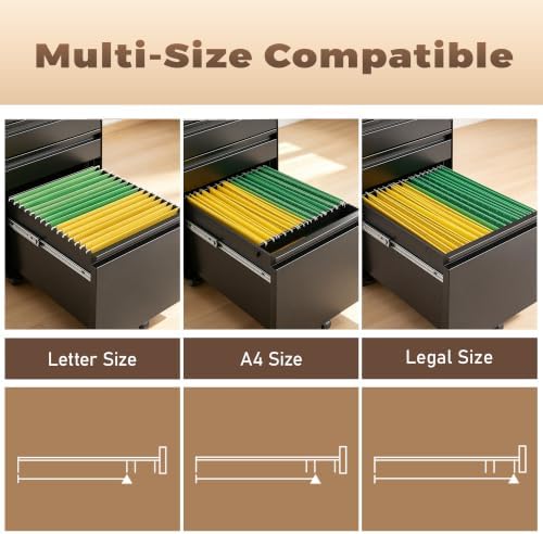 Approgreent Lockable 3 Drawer File Cabinets for Home Office - Image 6