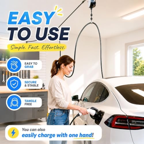 EV Charging Cable Organizer, Retractable Cable Reel Wall Mount - Image 4