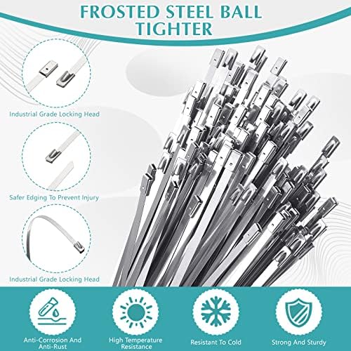 LEIFIDE 500 Pcs Stainless Steel Zip Ties 304 Metal Cable,15.7 Inch - Image 2