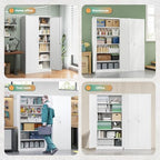 Letaya Metal Storage Cabinet with Lock Door Adjustable Shelf,72" Steel Lockers for Office, Home,School,Kitchen,Garage Tool Utility Cabinet (2 Door-White) - Image 6