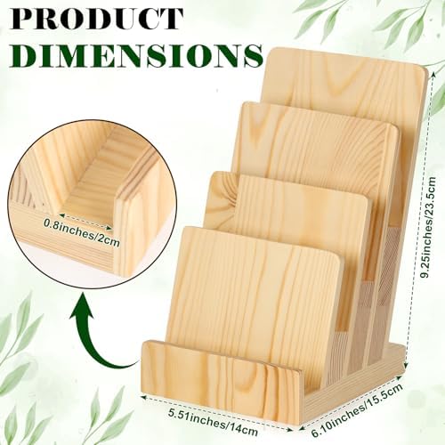 4 Tier Pine Wood Brochure Display Stand 6 x 9 inch Brochure Holder Pamphlet Display Stand for 5.5 x 8.5 inch 5 x 7 inch Booklets Menus Postcard Holder Multi Purpose Organizer - Image 2