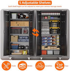 SUXXAN 71" Metal Garage Storage Cabinet with Wheels,Pegboard,Lock,5 Shelves - Image 5