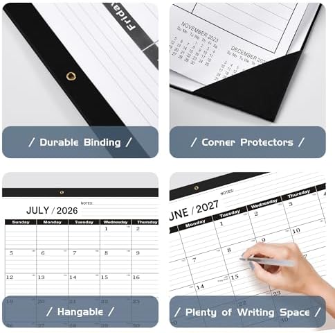 Desk Calendar 2026-2027 large 22 x17 (July 2026-December 2027) 2026-2027 Desk Calendar Large 22 x17,Classic Black Calendar 2027,Calendar 2027 with Plastic Cover - Image 6