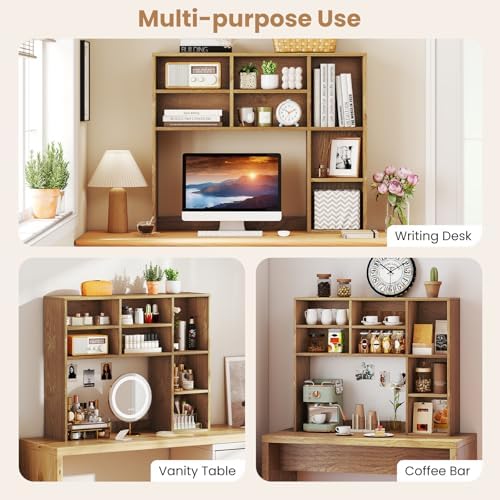 BECOMFORT Desk Hutch with 7 Cubes, Up to 27" Computer Monitor College Dorm - Image 4