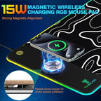 TARKARI 15W Magnetic Wireless Charging RGB Mouse Pad, 800x300mm Topographic - Image 2