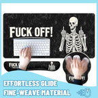 Funny Skeleton Desk Mat Set Gothic Sarcastic Skull Halloween Mouse Pad with Wrist Rest 4in1 Desk Mat for Desktop Ergonomic Keyboard Wrist Support Anti-Slip Computer Mouse Pad Home Office Gaming - Image 4