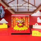3D Art Calendar 2026,God of Wealth Time Piece Calendar 3D Memo Pad Creative Rip Away Paper Carving DIY Note - Image 2