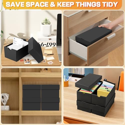 12 Pack 3x5 Index Card Holder Box,Flash Card Storage Organizer with Lid, Holds Up to 12000 Cards, 3 x 5 Note Card Box for Recipe Cards, Study Flashcards, Office and Classroom Organization - Image 7