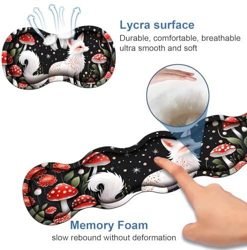4 in 1 Ergonomic Memory Foam Mouse Pad Wrist Rest Set, Large XXL Gaming Desk Pad + Keyboard Wrist Rest + Mouse Wrist Cushion + Coaster for Home Office Study Gaming, White Fox Mushroom - Image 6