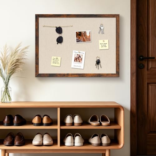 DOLLAR BOSS 24"x18" Linen Cork Board Decorative Bulletin Board, Brown - Image 6