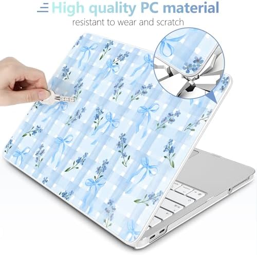 MEEgoodo 4-in-1 Printed Case for MacBook Neo 13 inch 2026 Release Model A3404, Laptop Hard Shell Cases with Keyboard Skin & Screen Protector & Webcam Covers, Flower&Bows&Watercolor Plaid - Image 3