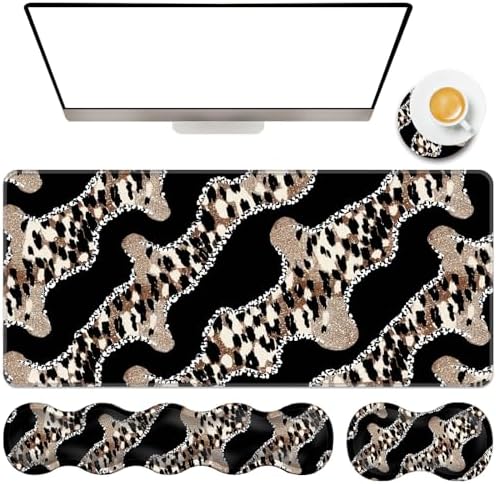 TGFEWYTJYJ Extended Gaming Mouse Pad,Memory Foam Ergonomic Keyboard Mouse Wrist Rest Support Set,Large Desk Mat with Stitched Edges,Non-Slip Base Mousepad Home Office,Leopard Print Pattern by GFEWYTJYJ