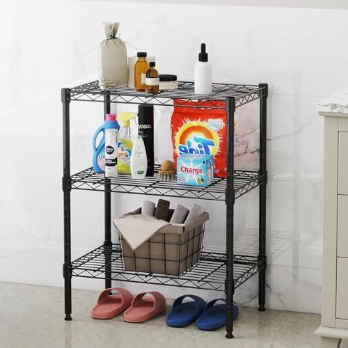 HealSmart 3-Tier Metal Wire Storage Shelves, Adjustable Standing Storage Rack Shelf, Heavy Duty Steel Shelving Unit Organizers for Kitchen Bathroom Pantry Garage, 23.2" W×13.4" D×30.3" H, Black - Image 6