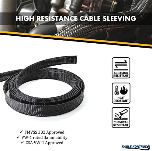 Kable Kontrol PET Expandable Braided Sleeving 3” Inch 25’ Ft - Black - Image 4
