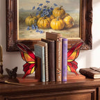 Mifoci Glass Butterfly Bookends Decor Stained Colorful Glass Book Ends - Image 3
