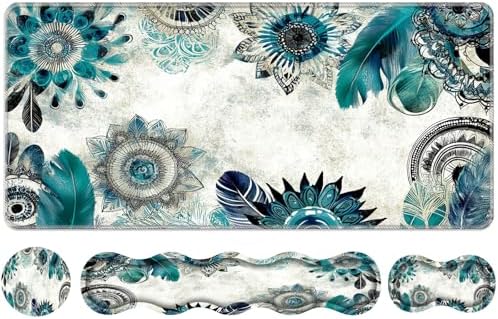 Keyboard Wrist Rest Set,Memory Foam Wrist Support Mouse Pad,31.5"x11.8" Desk Mat for Comfortable Typing & Pain Relief,Non-Slip Base for Office & Home Use - Abstract Flower by Unknown
