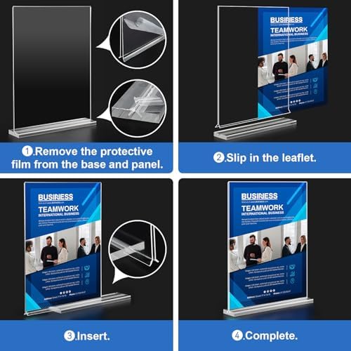 Acrylic Sign Holder 8.5 x 11,10 Pack Clear Sign Holder Double Sided Table Menu Vertical Desktop Display Stand Paper Flyer Holder Tabletop Sign Holder Suitable for Restaurants, Office, Store, Hotels - Image 6