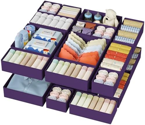 DIMJ Drawer Organizer Clothes - 20 Pack Closet Drawer Organizer Bins for Baby Clothes Storage, Fabric Dresser Organizer for Nursery Bedroom, Foldable Small Drawer Dividers for Underwear Socks by DiMJ