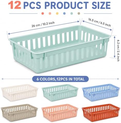 gisgfim 12 Pack Plastic Classroom Baskets for School Supplies, Boho - Image 2
