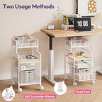 SWTYMIKI Rolling Cart with Drawers - Metal Craft Cart with Wheels, DIY Divider and Wood Shelf, Art Supply Organizer for Under Desk Storage, Utility Storage Cart for Home Office Studio, White - Image 4