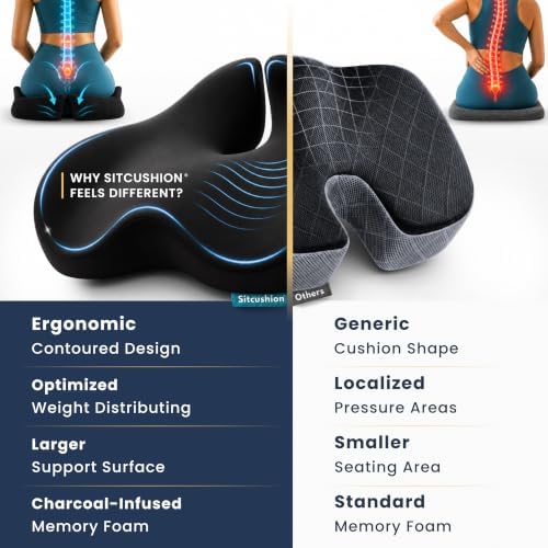 Office Chair Cushion for Back & Tailbone, Sciatica Pain Relief Pillow - Image 5