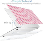 MEEgoodo for MacBook Air 13.3 inch Case 2021 2020 2019 2018 A2337 M1 A2179 A1932, Laptop Shell for MacBook Air M1 with Keyboard Webcam Cover & Trackpad Film & Type C Adapter, Light Pink&White Stripes - Image 5