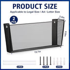 2 Pack Single Pocket Wall File Holder Legal Size Metal Mesh Hanging File Folder Paper Organizer Black Wall Mounted Mail Organizer Magazine Rack for Office Home School 15.7" L x6.9 Wx3.4 H - Image 2