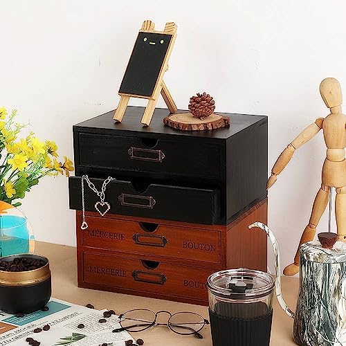 Small Wooden Drawers Wooden Box with Drawer Black - Image 4