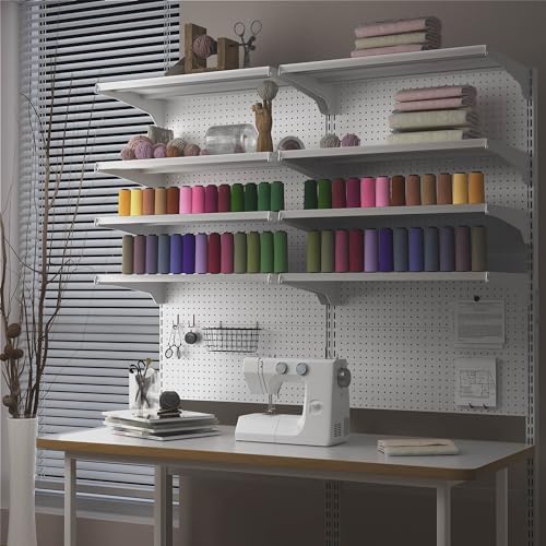 JWX DDB Standing Pegboard Shelf Unit, 30'' White Home Office shlef cabinets with Metal Pegboard and 15 Pieces Organizer Tool Holders - Image 2