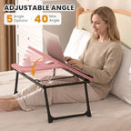 Laptop Bed Desk, 5-Angle Adjustable Bed Laptop Table with Cup Holder - Image 3