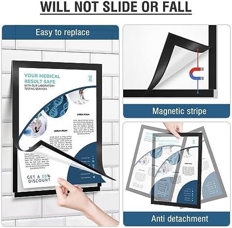 Relx 12 Pcs 8.5 x 11'' Self-Adhesive Magnetic Wall Signs Holder Magnetic Picture Frame Document Holder Wall & Window Adhesive Frames for Office Home Store Restaurant - Image 3