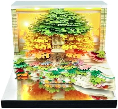 3D Calendar 2027, 3D Creative Time Piece Calendar 2027，Daily Tear-Off Memo Pad with Light, Paper Carving Desktop Decoration, 3D Art Calendar Memo Pad,Unique Holiday Craft Gift by MELANYA