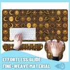 Boho Celestial Desk Mat Set Sun Moon Star Vintage Astrology Mouse Pad with Wrist Rest 4in1 Desk Mat for Desktop Ergonomic Keyboard Wrist Support Anti-Slip Computer Mouse Pad Home Office Gaming - Image 4
