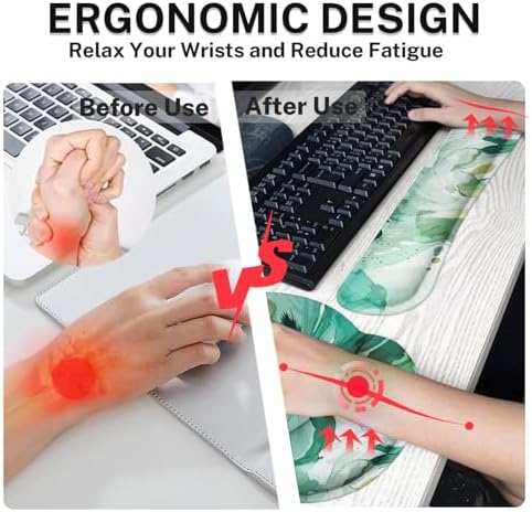 Britimes Keyboard Mouse Pad Set, 4 in 1 Desk Mat Set, Colorful Floral - Image 4