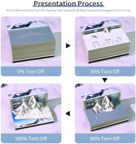3D Memo Pad, 3D Calendar 2027, Time Piece Calendar, Tear-Off Calendars 2027, 3D Paper Carving Art Memo Pad, Art Carving Sticky Notes for Office Home Gifts Ornaments (Mount Everest) - Image 5