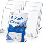 6 Pcs Acrylic Sign Holder Business Card Holder, 5 x 7 Inch, Top Insert by Crtiin