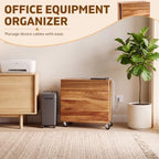 Extra Large Acacia Wood Cable Management Box with Caster Wheels, Wood Color - Image 4