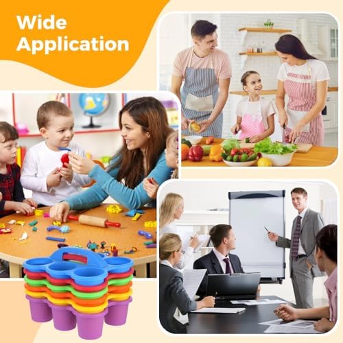 Joyibay 6 Pcs Desktop Caddy Organizer, 6-Compartment w/Handle, Multicolor - Image 5