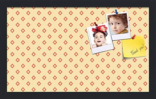 PinPix 20x12 inch Cork Bulletin Board. This Decorative Framed Pin Board Comes with Diamonds in Red and Yellow Design and Satin Black. Ideal for Home, Office Decor or School (PinPix-333) by PinPixBulletinBoards