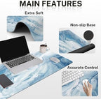 Arttown Keyboard Mouse Pad Set, 4 in 1 Desk Mat Set Marble Abstract - Image 3