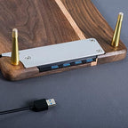 Monitor Stand Wood Riser with 4 USB Ports, Computer Monitor Stand with America Walnut Data Transfer Charging Hub -Compatible with Computer, Mac, PCs, Smartphone, 20.5*8.3in - Image 6
